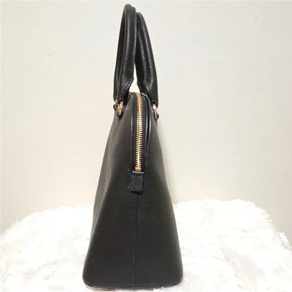 Michael Kors Cindy Large Black Leather Dome Satchel Bag - Like New - Picture 5 of 12